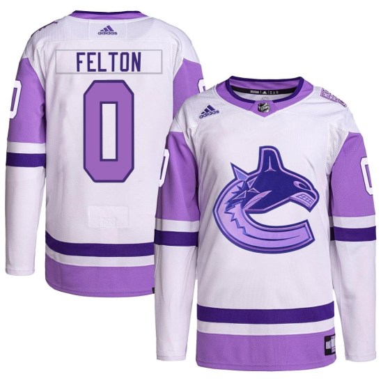 Adidas Christian Felton Vancouver Canucks Youth Authentic Hockey Fights Cancer Primegreen Jersey - White/Purple