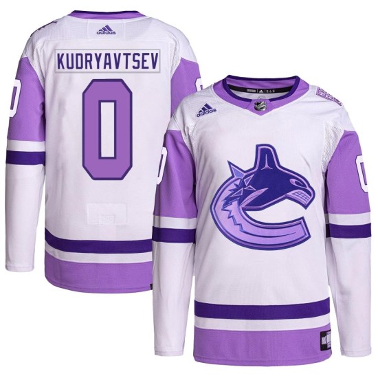 Adidas Kirill Kudryavtsev Vancouver Canucks Youth Authentic Hockey Fights Cancer Primegreen Jersey - White/Purple