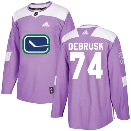 Adidas Jake DeBrusk Vancouver Canucks Youth Authentic Fights Cancer Practice Jersey - Purple