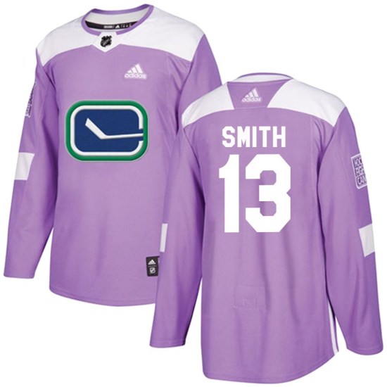 Adidas Nathan Smith Vancouver Canucks Youth Authentic Fights Cancer Practice Jersey - Purple