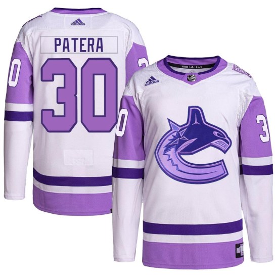 Adidas Jiri Patera Vancouver Canucks Authentic Hockey Fights Cancer Primegreen Jersey - White/Purple