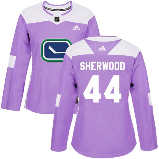 Adidas Kiefer Sherwood Vancouver Canucks Women's Authentic Fights Cancer Practice Jersey - Purple